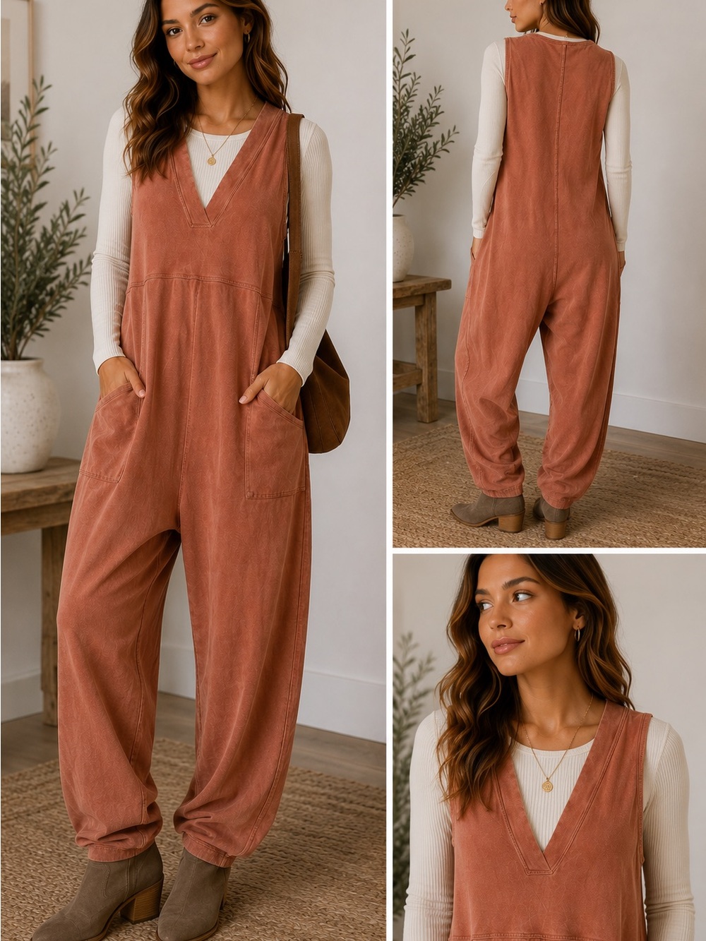 Free People Movement Peach Oversized Sleeveless Jumpsuit | Size M